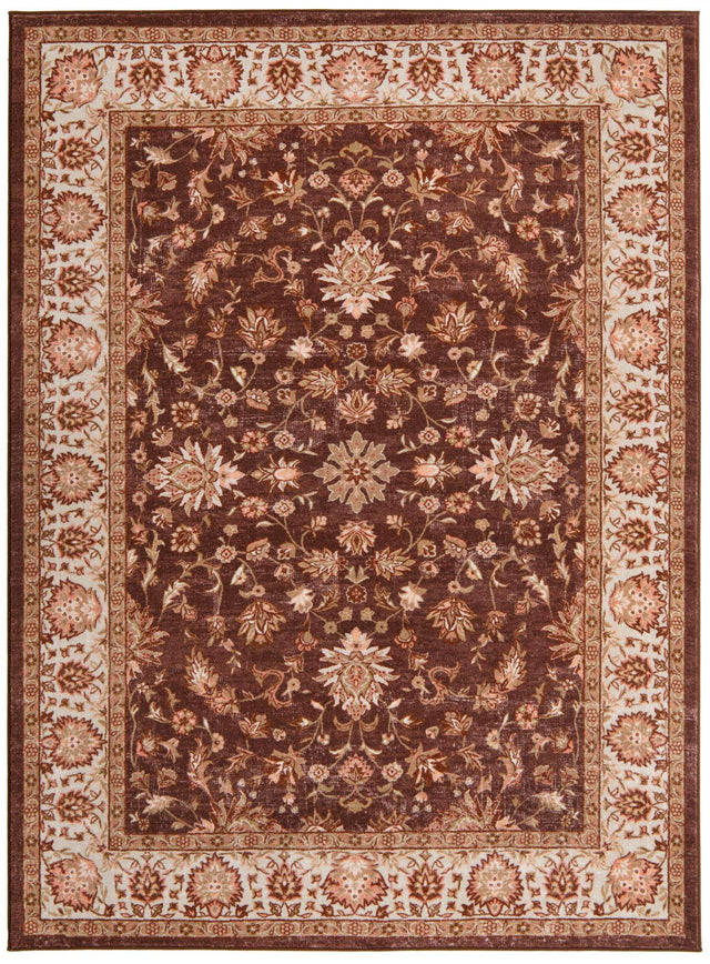 Washable Coffee Brown 6' 7 x 9' Medina Rectangle Area Rug Easy to Clean Stain Resistant & Durable Polyester Classic Carpet for Home Decor & Design for Sale at Rug Engine