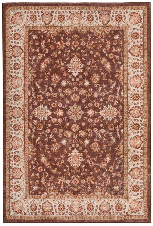 Washable Coffee Brown 5' 3 x 7' 9 Medina Rectangle Area Rug Easy to Clean Stain Resistant & Durable Polyester Classic Carpet for Home Decor & Design for Sale at Rug Engine