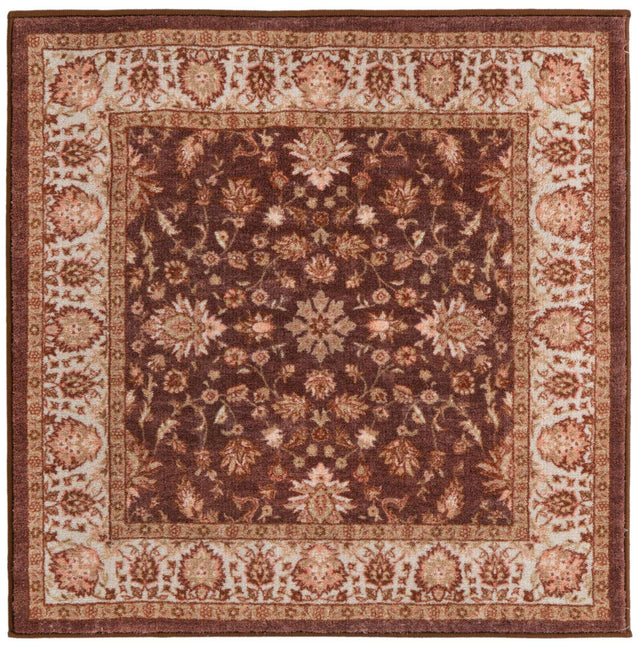 Washable Coffee Brown 3' 3 x 3' 3 Medina Square Area Rug Easy to Clean Stain Resistant & Durable Polyester Classic Carpet for Home Decor & Design for Sale at Rug Engine