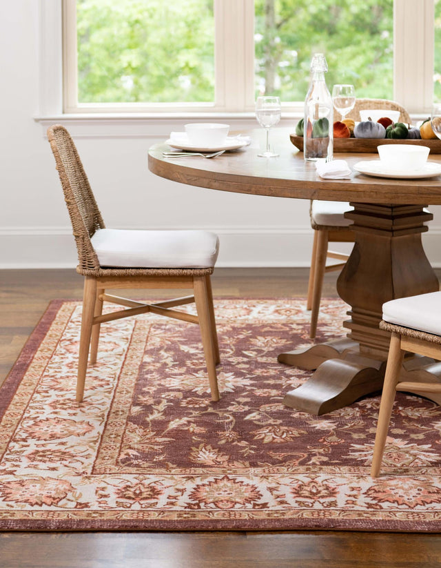 Washable Coffee Brown 7' 10 x 7' 10 Medina Square Area Rug Easy to Clean Stain Resistant & Durable Polyester Classic Carpet for Home Decor & Design for Sale at Rug Engine