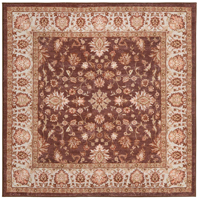 Washable Coffee Brown 5' 3 x 5' 3 Medina Square Area Rug Easy to Clean Stain Resistant & Durable Polyester Classic Carpet for Home Decor & Design for Sale at Rug Engine