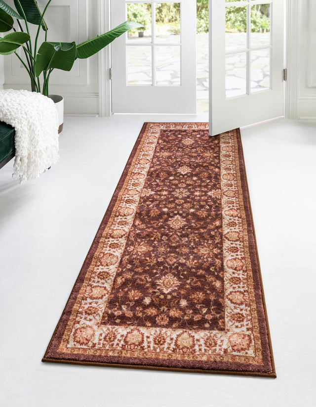 Washable Coffee Brown 2' 2 x 10' Medina Runner Area Rug Easy to Clean Stain Resistant & Durable Polyester Classic Carpet for Home Decor & Design for Sale at Rug Engine