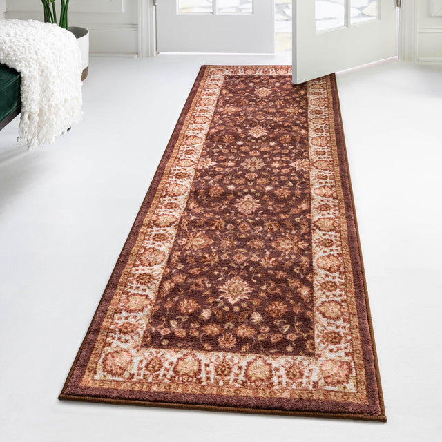 Washable Coffee Brown 2' 2 x 6' Medina Runner Area Rug Easy to Clean Stain Resistant & Durable Polyester Classic Carpet for Home Decor & Design for Sale at Rug Engine
