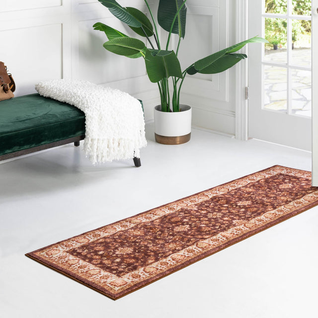 Washable Coffee Brown 2' 2 x 6' Medina Runner Area Rug Easy to Clean Stain Resistant & Durable Polyester Classic Carpet for Home Decor & Design for Sale at Rug Engine