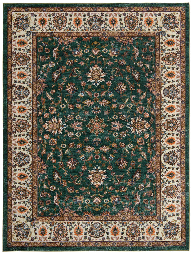 Washable Emerald Green 7' 10 x 10' 4 Medina Rectangle Area Rug Easy to Clean Stain Resistant & Durable Polyester Classic Carpet for Home Decor & Design for Sale at Rug Engine