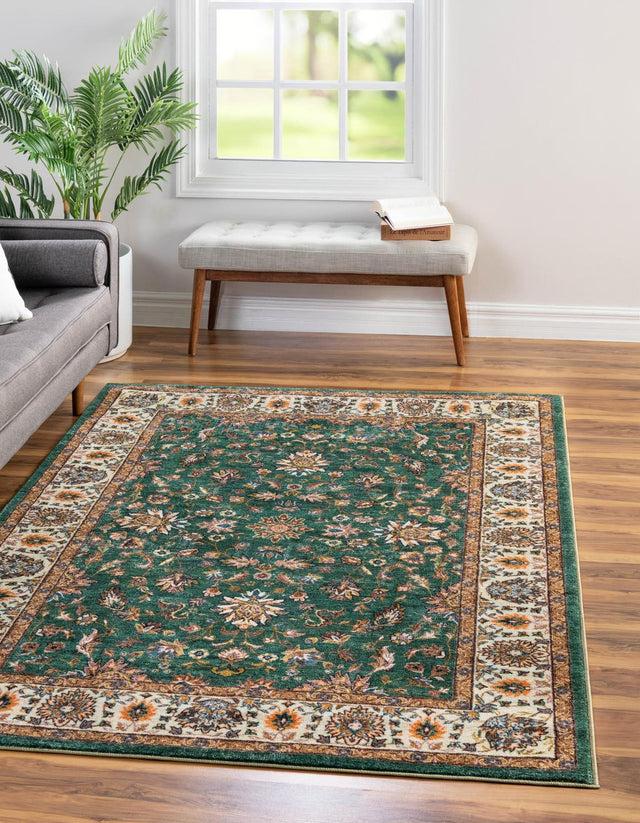 Washable Emerald Green 3' 3 x 5' 3 Medina Rectangle Area Rug Easy to Clean Stain Resistant & Durable Polyester Classic Carpet for Home Decor & Design for Sale at Rug Engine