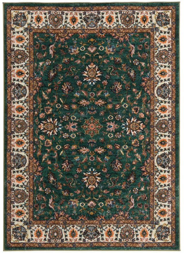 Washable Emerald Green 4' 4 x 6' Medina Rectangle Area Rug Easy to Clean Stain Resistant & Durable Polyester Classic Carpet for Home Decor & Design for Sale at Rug Engine