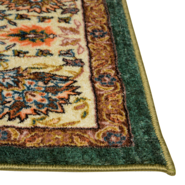 Washable Emerald Green 2' 2 x 6' Medina Runner Area Rug Easy to Clean Stain Resistant & Durable Polyester Classic Carpet for Home Decor & Design for Sale at Rug Engine