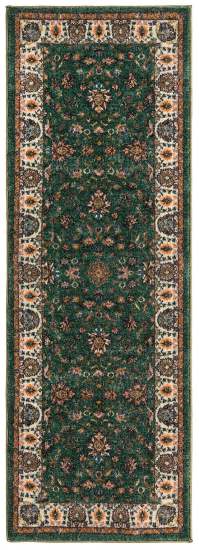 Washable Emerald Green 2' 2 x 6' Medina Runner Area Rug Easy to Clean Stain Resistant & Durable Polyester Classic Carpet for Home Decor & Design for Sale at Rug Engine