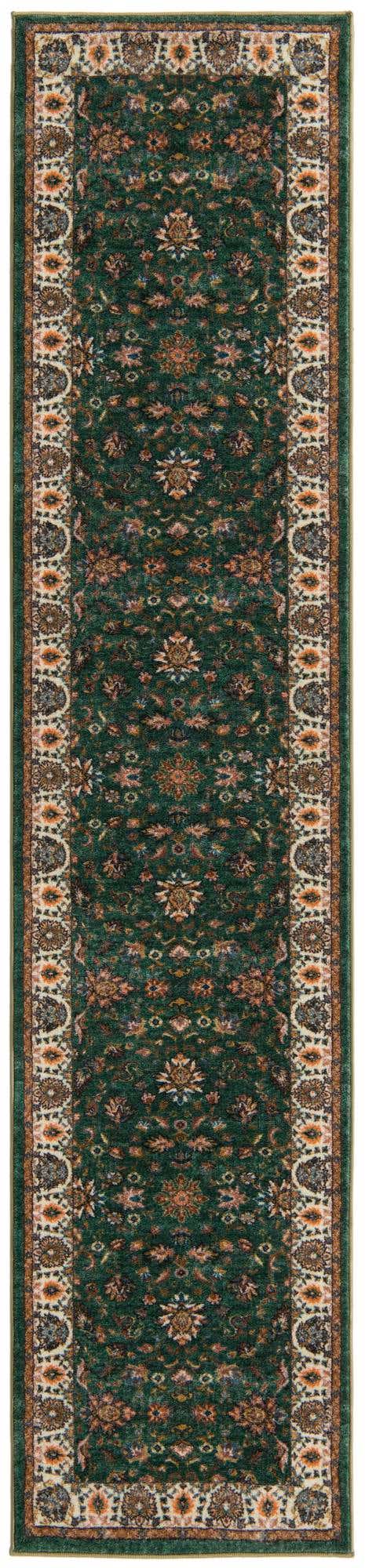 Washable Emerald Green 2' 2 x 10' Medina Runner Area Rug Easy to Clean Stain Resistant & Durable Polyester Classic Carpet for Home Decor & Design for Sale at Rug Engine