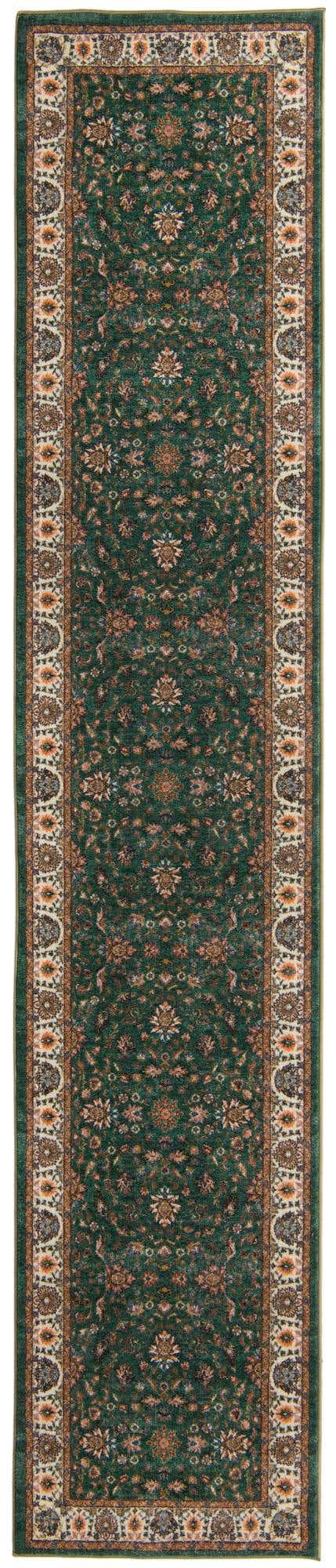 Washable Emerald Green 2' 7 x 13' Medina Runner Area Rug Easy to Clean Stain Resistant & Durable Polyester Classic Carpet for Home Decor & Design for Sale at Rug Engine