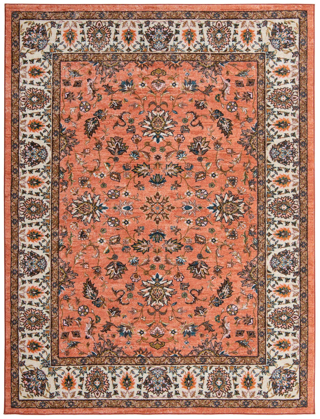 Washable Salmon 7' 10 x 10' 4 Medina Rectangle Area Rug Easy to Clean Stain Resistant & Durable Polyester Classic Carpet for Home Decor & Design for Sale at Rug Engine