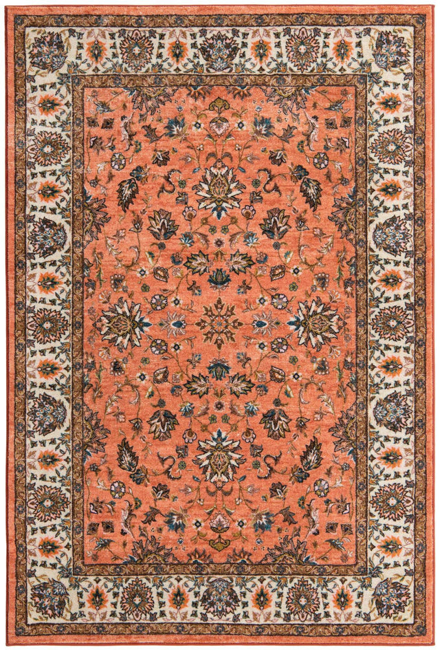 Washable Salmon 5' 3 x 7' 9 Medina Rectangle Area Rug Easy to Clean Stain Resistant & Durable Polyester Classic Carpet for Home Decor & Design for Sale at Rug Engine