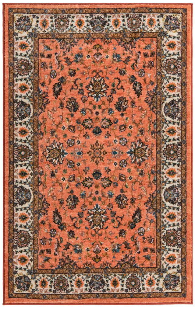 Washable Salmon 3' 3 x 5' 3 Medina Rectangle Area Rug Easy to Clean Stain Resistant & Durable Polyester Classic Carpet for Home Decor & Design for Sale at Rug Engine