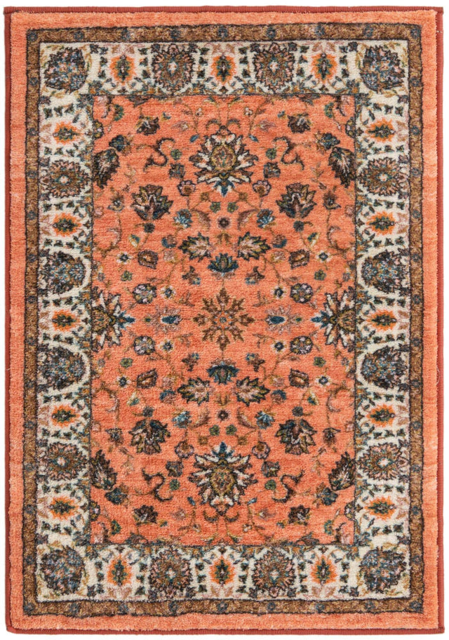 Washable Salmon 2' 2 x 3' Medina Rectangle Area Rug Easy to Clean Stain Resistant & Durable Polyester Classic Carpet for Home Decor & Design for Sale at Rug Engine