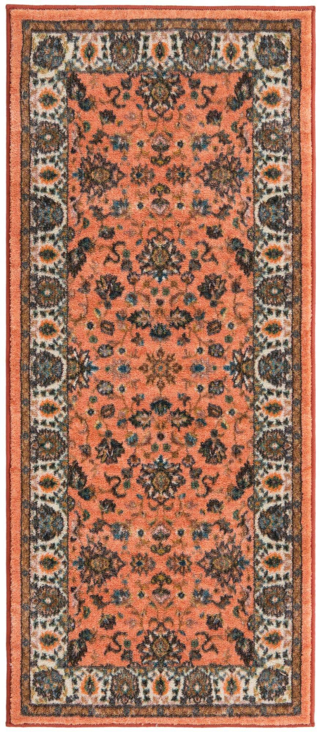 Washable Salmon 2' 2 x 5' Medina Runner Area Rug Easy to Clean Stain Resistant & Durable Polyester Classic Carpet for Home Decor & Design for Sale at Rug Engine