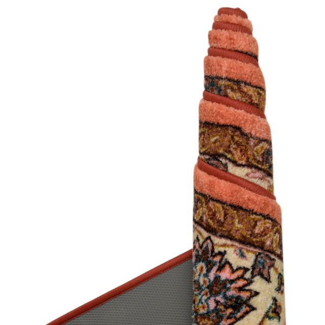 Washable Salmon 2' 7 x 13' Medina Runner Area Rug Easy to Clean Stain Resistant & Durable Polyester Classic Carpet for Home Decor & Design for Sale at Rug Engine