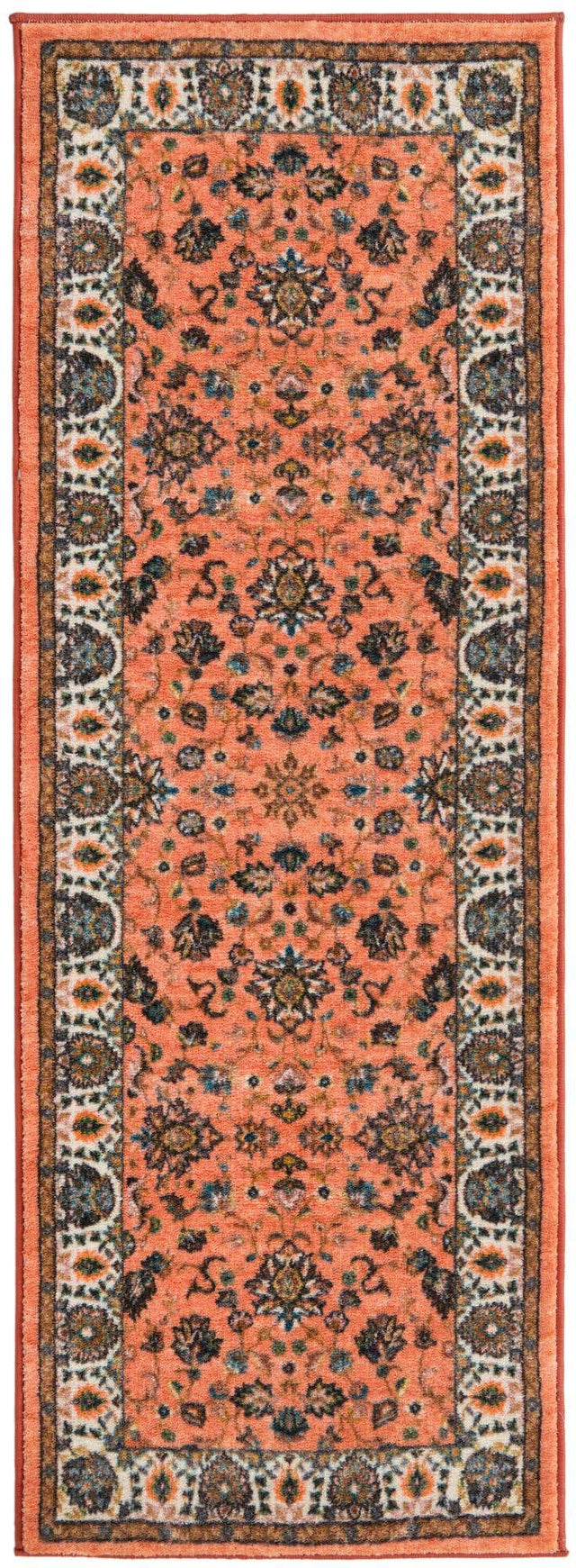 Washable Salmon 2' 2 x 6' Medina Runner Area Rug Easy to Clean Stain Resistant & Durable Polyester Classic Carpet for Home Decor & Design for Sale at Rug Engine