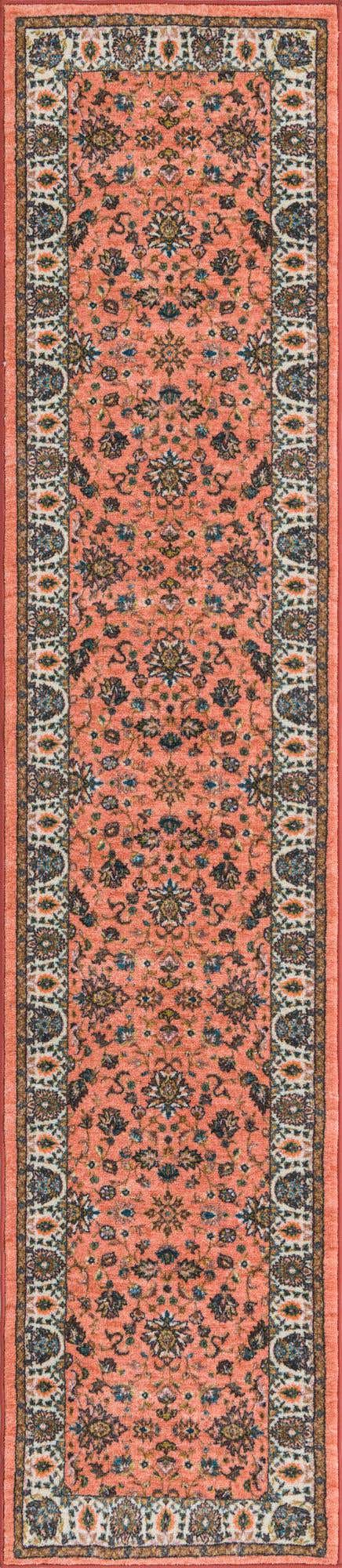 Washable Salmon 2' 2 x 10' Medina Runner Area Rug Easy to Clean Stain Resistant & Durable Polyester Classic Carpet for Home Decor & Design for Sale at Rug Engine