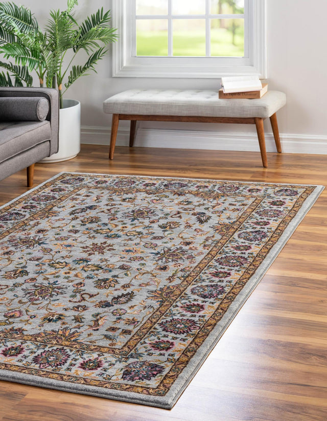 Washable Cloud Gray 4' 4 x 6' Medina Rectangle Area Rug Easy to Clean Stain Resistant & Durable Polyester Classic Carpet for Home Decor & Design for Sale at Rug Engine