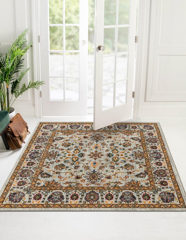 Washable Cloud Gray 5' 3 x 5' 3 Medina Square Area Rug Easy to Clean Stain Resistant & Durable Polyester Classic Carpet for Home Decor & Design for Sale at Rug Engine