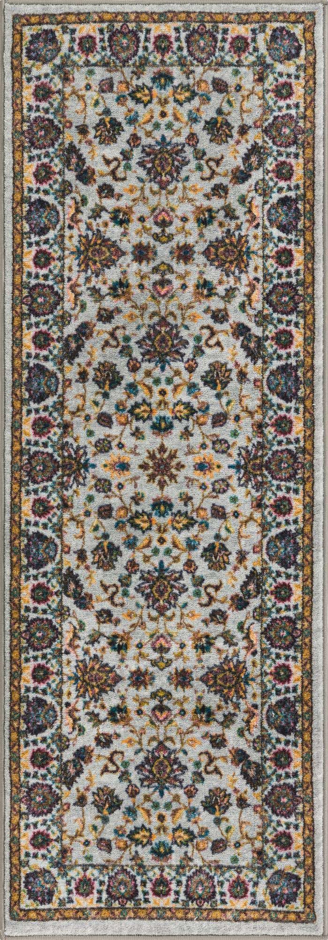 Washable Cloud Gray 2' 2 x 6' Medina Runner Area Rug Easy to Clean Stain Resistant & Durable Polyester Classic Carpet for Home Decor & Design for Sale at Rug Engine