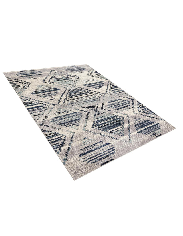 Blue Gray 9' x 12' Tagine Rectangle Area Rug Durable 100% Polyester Modern Unique Easy Clean Carpet for Indoor Home Decor for Sale at Rug Engine