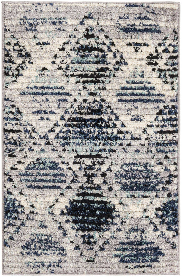 Blue Gray 2' x 3' Tagine Rectangle Area Rug Durable 100% Polyester Modern Unique Easy Clean Carpet for Indoor Home Decor for Sale at Rug Engine