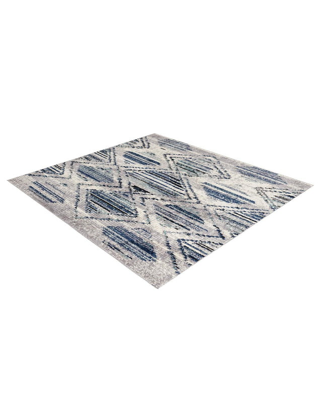 Blue Gray 7' 10 x 7' 10 Tagine Square Area Rug Durable 100% Polyester Modern Unique Easy Clean Carpet for Indoor Home Decor for Sale at Rug Engine