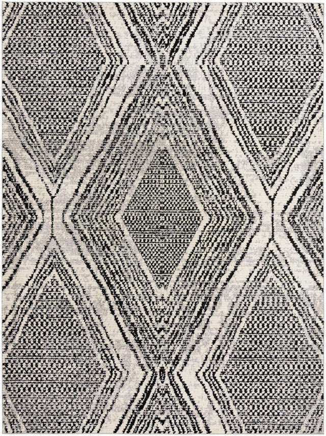 Black and White 9' 10 x 13' Tagine Rectangle Area Rug Durable 100% Polyester Modern Unique Easy Clean Carpet for Indoor Home Decor for Sale at Rug Engine