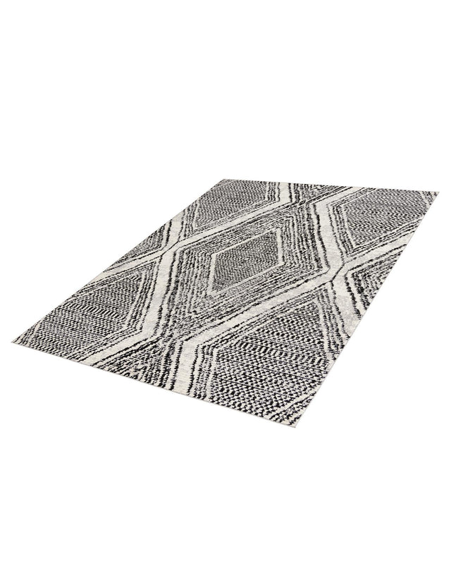 Black and White 9' x 12' Tagine Rectangle Area Rug Durable 100% Polyester Modern Unique Easy Clean Carpet for Indoor Home Decor for Sale at Rug Engine