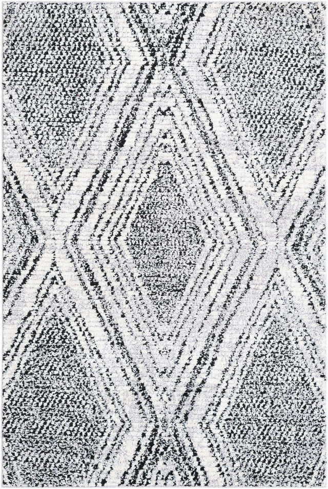 Black and White 5' 3 x 8' Tagine Rectangle Area Rug Durable 100% Polyester Modern Unique Easy Clean Carpet for Indoor Home Decor for Sale at Rug Engine