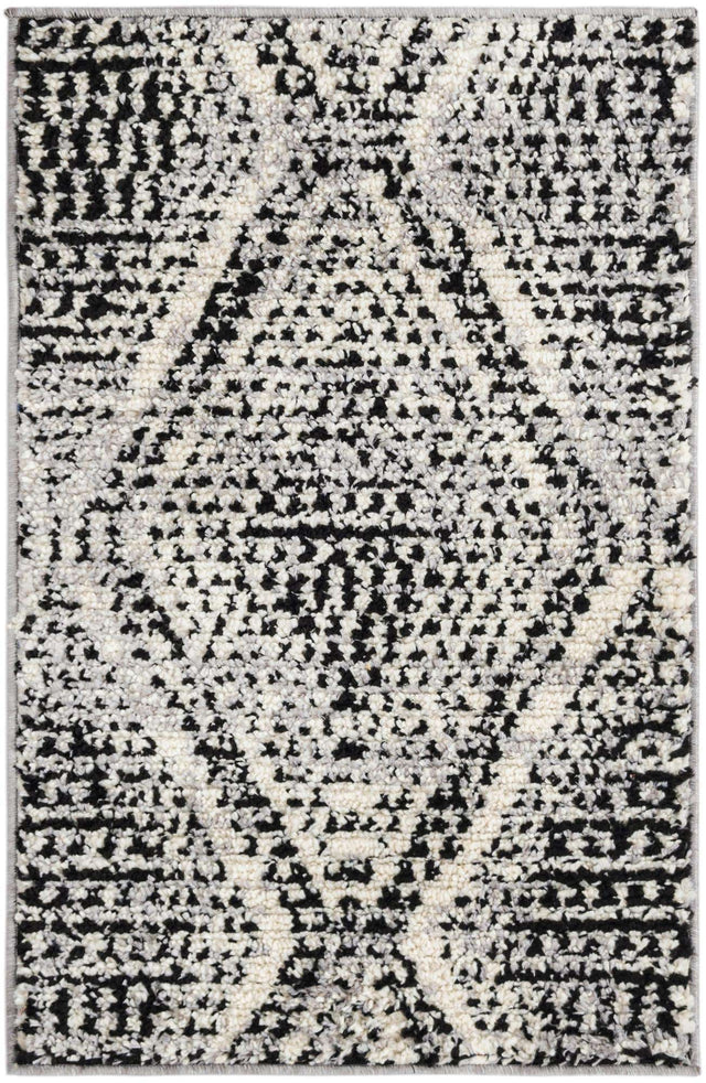Black and White 2' x 3' Tagine Rectangle Area Rug Durable 100% Polyester Modern Unique Easy Clean Carpet for Indoor Home Decor for Sale at Rug Engine