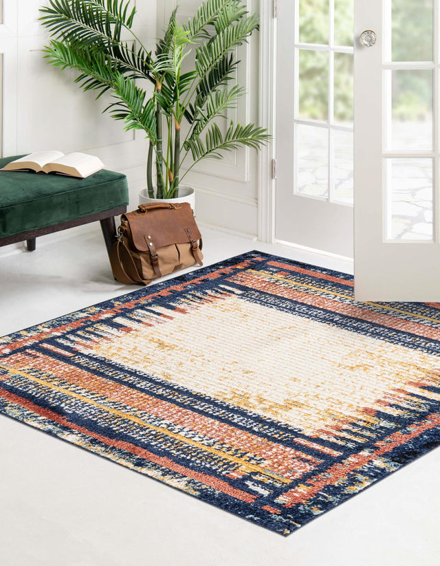 Multicolor 5' 3 x 5' 3 Tagine Square Area Rug Durable 100% Polyester Modern Unique Easy Clean Carpet for Indoor Home Decor for Sale at Rug Engine