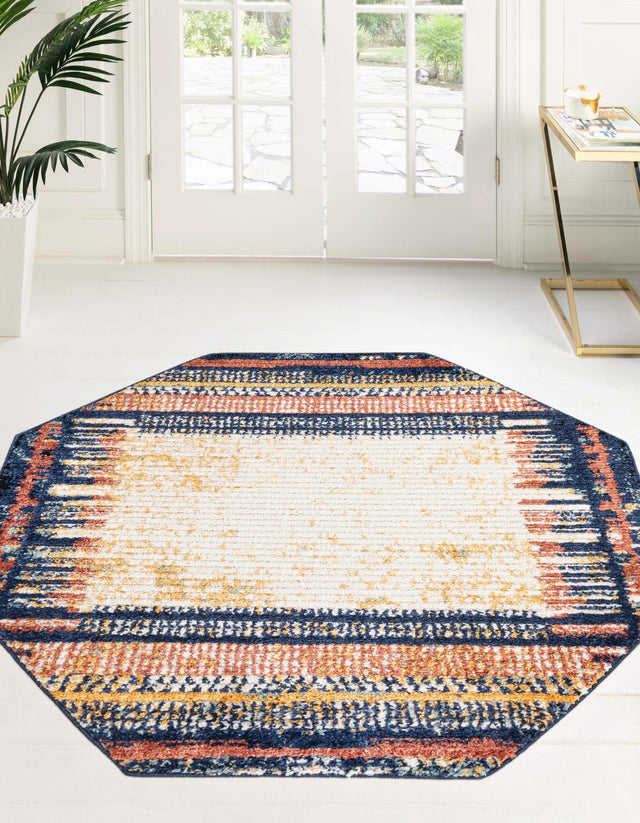 Multicolor 7' 10 x 7' 10 Tagine Octagon Area Rug Durable 100% Polyester Modern Unique Easy Clean Carpet for Indoor Home Decor for Sale at Rug Engine