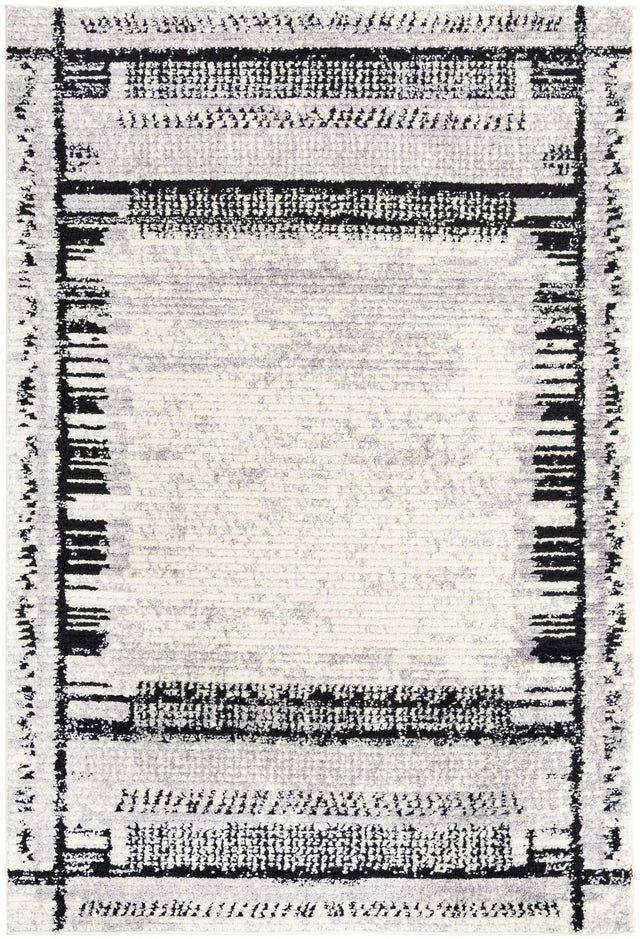 Black and White 6' x 9' Tagine Rectangle Area Rug Durable 100% Polyester Modern Unique Easy Clean Carpet for Indoor Home Decor for Sale at Rug Engine
