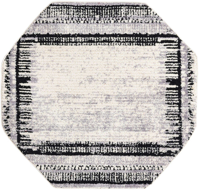 Black and White 5' 3 x 5' 3 Tagine Octagon Area Rug Durable 100% Polyester Modern Unique Easy Clean Carpet for Indoor Home Decor for Sale at Rug Engine