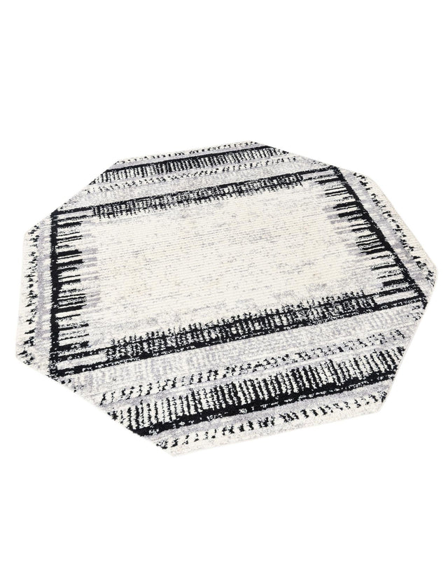 Black and White 7' 10 x 7' 10 Tagine Octagon Area Rug Durable 100% Polyester Modern Unique Easy Clean Carpet for Indoor Home Decor for Sale at Rug Engine