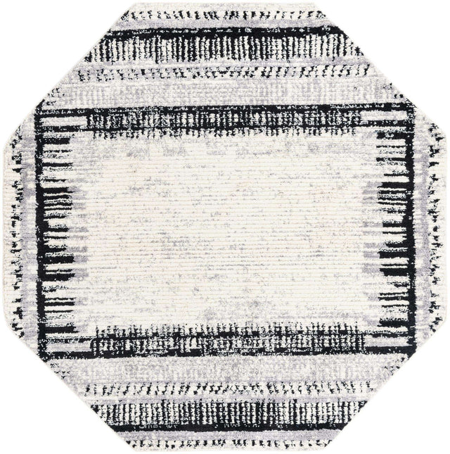 Black and White 7' 10 x 7' 10 Tagine Octagon Area Rug Durable 100% Polyester Modern Unique Easy Clean Carpet for Indoor Home Decor for Sale at Rug Engine