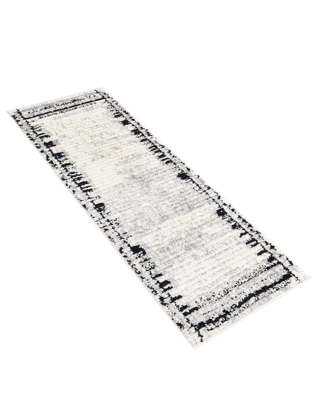 Black and White 2' x 5' Tagine Runner Area Rug Durable 100% Polyester Modern Unique Easy Clean Carpet for Indoor Home Decor for Sale at Rug Engine