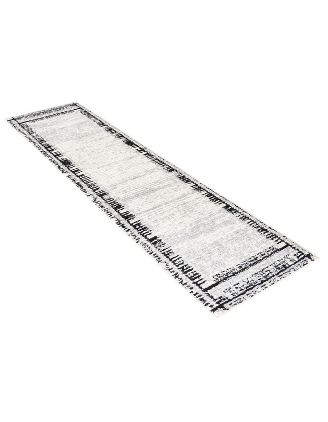 Black and White 2' x 10' Tagine Runner Area Rug Durable 100% Polyester Modern Unique Easy Clean Carpet for Indoor Home Decor for Sale at Rug Engine