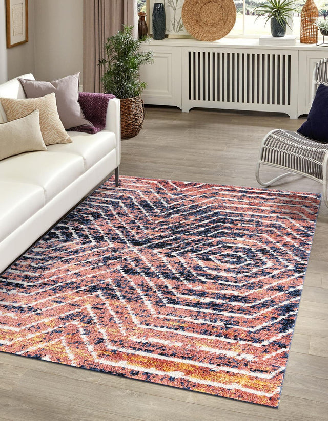Rust Orange 9' x 12' Tagine Rectangle Area Rug Durable 100% Polyester Modern Unique Easy Clean Carpet for Indoor Home Decor for Sale at Rug Engine