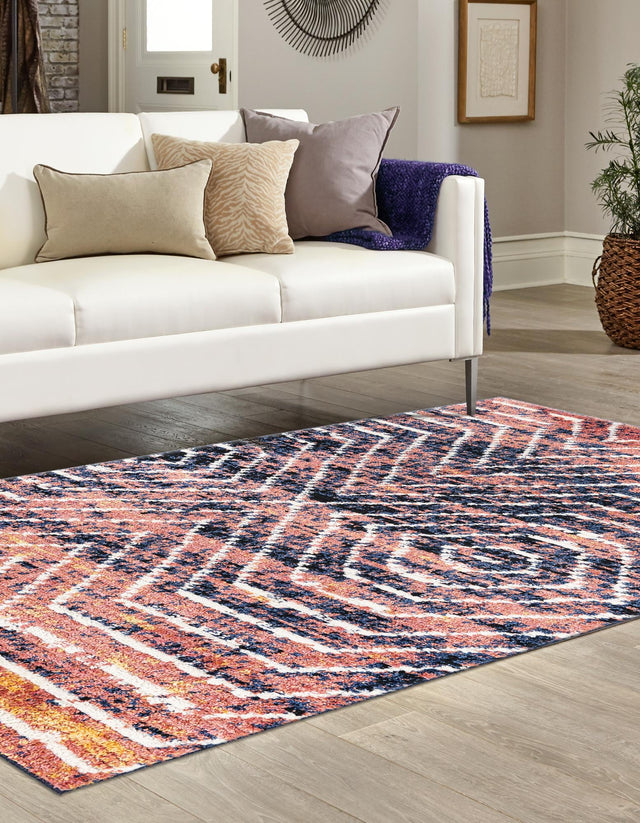 Rust Orange 9' x 12' Tagine Rectangle Area Rug Durable 100% Polyester Modern Unique Easy Clean Carpet for Indoor Home Decor for Sale at Rug Engine