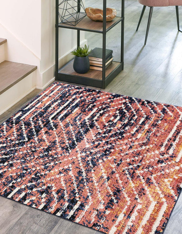 Rust Orange 7' 10 x 7' 10 Tagine Square Area Rug Durable 100% Polyester Modern Unique Easy Clean Carpet for Indoor Home Decor for Sale at Rug Engine