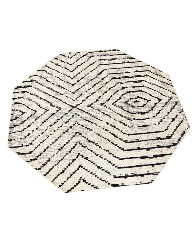 Black and White 7' 10 x 7' 10 Tagine Octagon Area Rug Durable 100% Polyester Modern Unique Easy Clean Carpet for Indoor Home Decor for Sale at Rug Engine