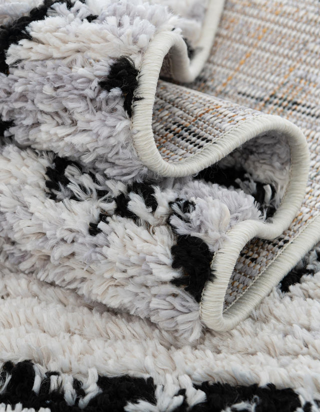 Black and White 2' 7 x 12' Tagine Runner Area Rug Durable 100% Polyester Modern Unique Easy Clean Carpet for Indoor Home Decor for Sale at Rug Engine