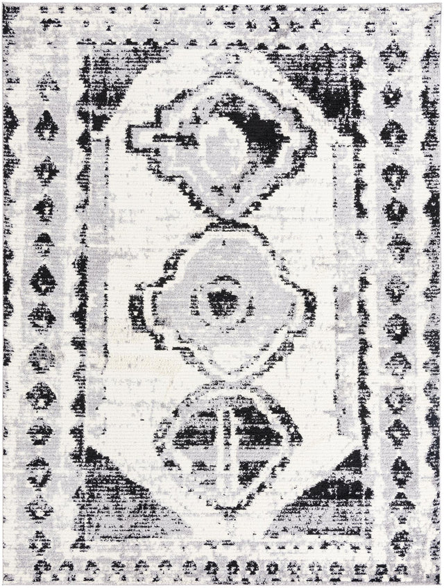 Black and White 9' x 12' Tagine Rectangle Area Rug Durable 100% Polyester Modern Unique Easy Clean Carpet for Indoor Home Decor for Sale at Rug Engine