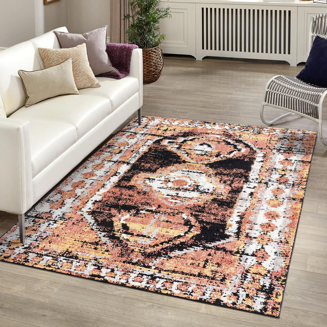 Terracotta 7' 10 x 10' Tagine Rectangle Area Rug Durable 100% Polyester Modern Unique Easy Clean Carpet for Indoor Home Decor for Sale at Rug Engine