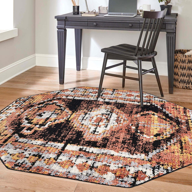 Terracotta 7' 10 x 7' 10 Tagine Octagon Area Rug Durable 100% Polyester Modern Unique Easy Clean Carpet for Indoor Home Decor for Sale at Rug Engine