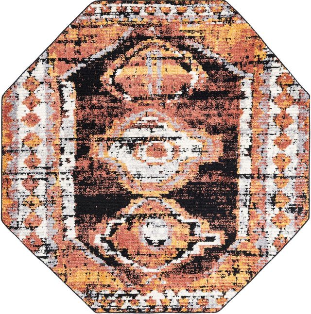 Terracotta 7' 10 x 7' 10 Tagine Octagon Area Rug Durable 100% Polyester Modern Unique Easy Clean Carpet for Indoor Home Decor for Sale at Rug Engine